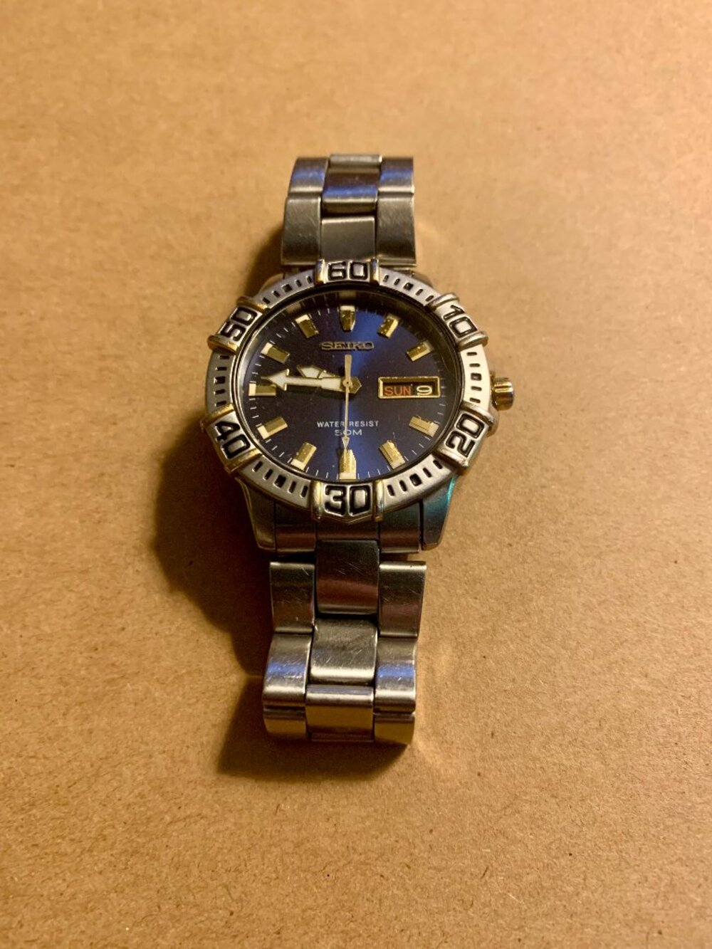 Seiko men's watch V743-8080 Stainless steel diving watch new battery